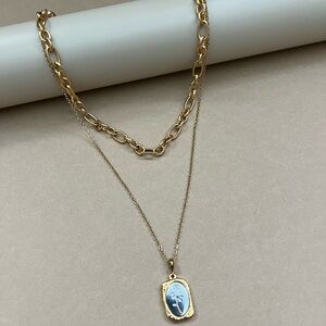 Layered Gold Pendant Necklace: Flower Medallion - Handmade